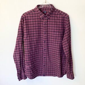 UNTUCKit Long Sleeve Calder Plaid Button Up Flannel Shirt - Burgundy/Black - XL